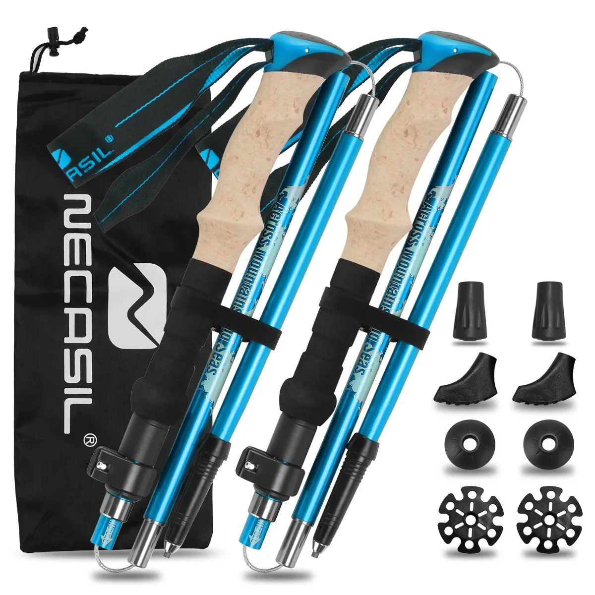 Trekking Pole Carbon - ชุดไม้เท้าเดินป่าแบบพับได้ 2 ชิ้น น้ำหนักเบา ทำจากอลูมิเนียม ป้องกันการกระแทก