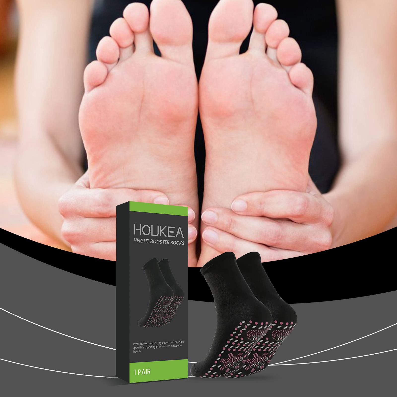 Sports Socks - ถุงเท้าให้ความร้อนในตัว ถุงเท้ายืดหยุ่นระบายอากาศได้ดี อ่อนโยนต่อผิว พร้อมพื้นผิวสำหรับการนวด ให้ความสบายเท้า