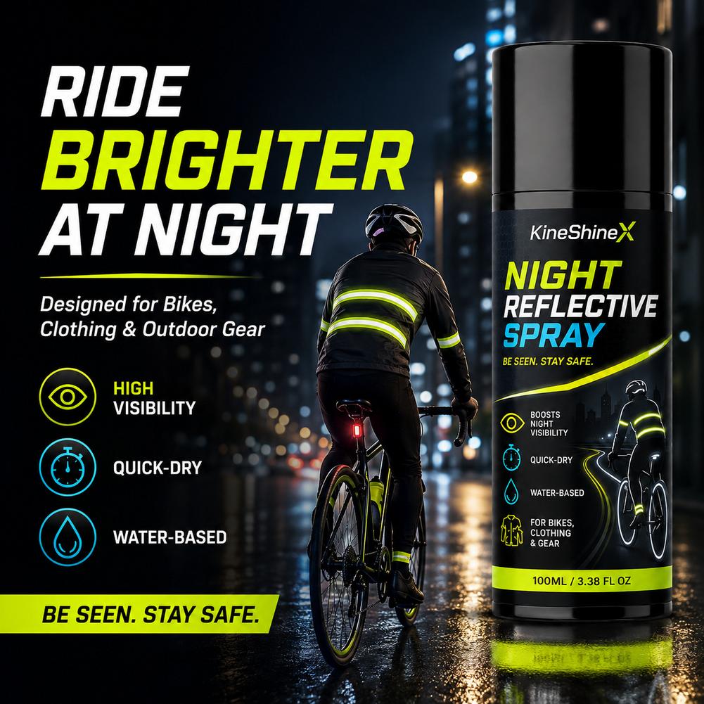 Running Visibility Gear - สเปรย์สะท้อนแสงกลางคืน 100 มล. มองเห็นได้ชัดเจน แห้งเร็ว สำหรับเสื้อผ้าปั่นจักรยาน