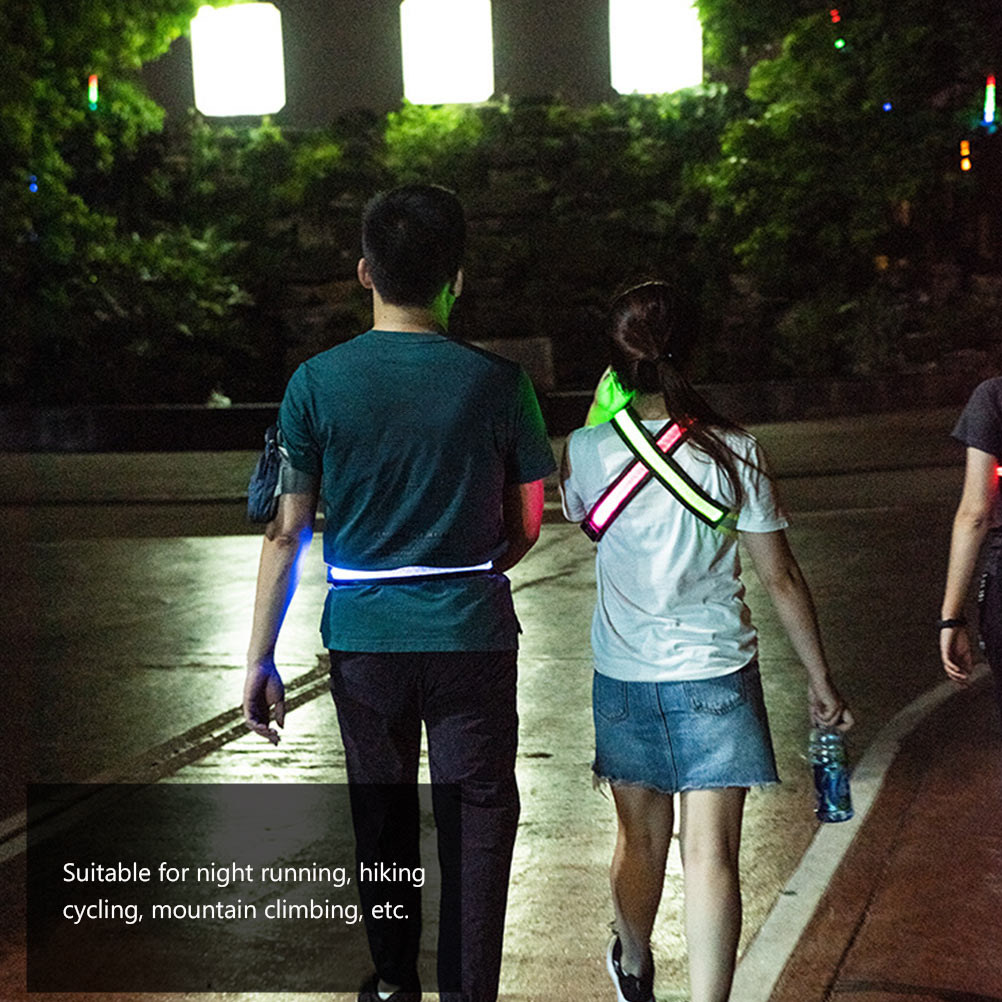 Running Visibility Gear - เข็มขัดวิ่งสะท้อนแสง LED แบบชาร์จไฟได้ สายรัดยืดหยุ่นปรับได้ พร้อมไฟสว่างพิเศษ มองเห็นได้รอบทิศ